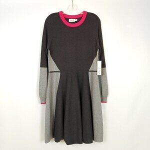 ELIZA J Dress Long Sleeve Colorblock Midi Size XL